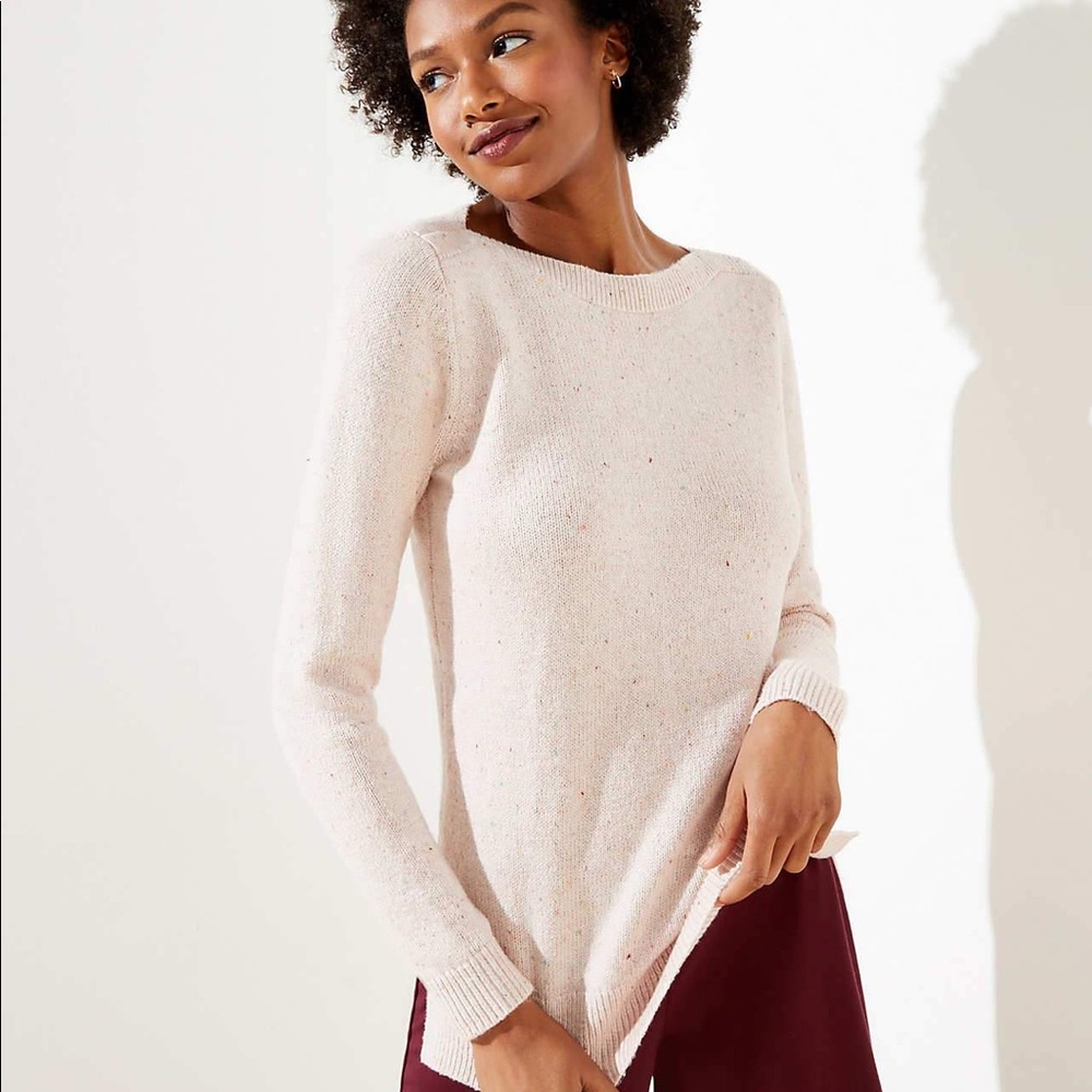 Loft flecked boatneck sweater soft pink